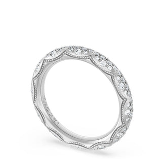 French Pavé Diamond Wedding Band, 4mm