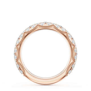 French Pavé Diamond Wedding Band, 4mm