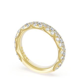 French Pavé Diamond Wedding Band, 4mm