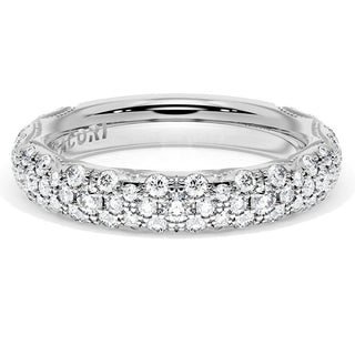 French Pavé Diamond Wedding Band, 4mm