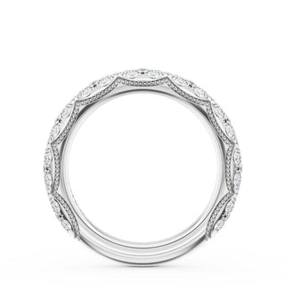 French Pavé Diamond Wedding Band, 4mm