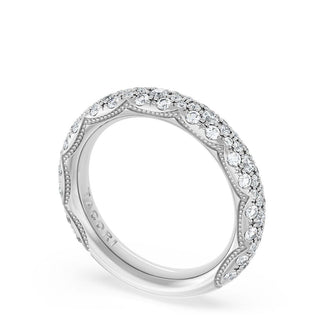 French Pavé Diamond Wedding Band, 4mm