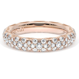 French Pavé Diamond Wedding Band, 4mm