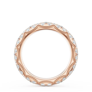 French Pavé Diamond Wedding Band, 4mm