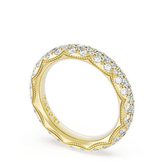 French Pavé Diamond Wedding Band, 4mm