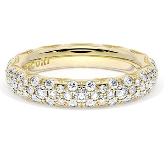 French Pavé Diamond Wedding Band, 4mm