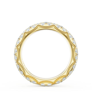 French Pavé Diamond Wedding Band, 4mm