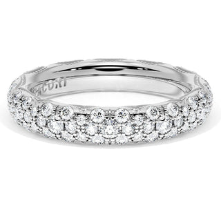 French Pavé Diamond Wedding Band, 4mm