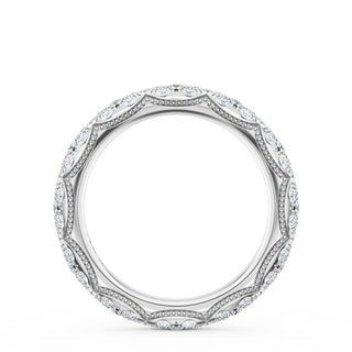 French Pavé Diamond Wedding Band, 4mm