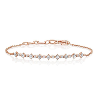 Carré and Round Diamond Bracelet in 18kt White Gold