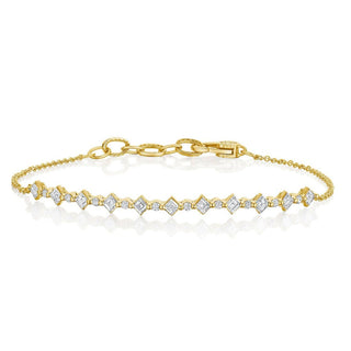 Carré and Round Diamond Bracelet in 18kt Yellow Gold