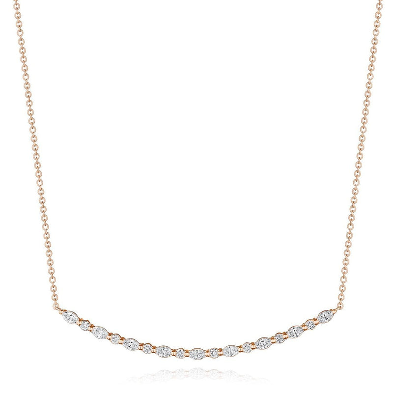 Marquise and Round Diamond Necklace in 18kt Rose Gold