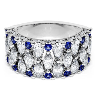 Marquise and Pear Blue Sapphire Mosaic Band