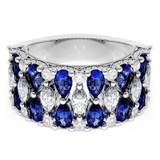 Marquise and Pear Blue Sapphire Mosaic Band