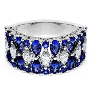 Marquise and Pear Blue Sapphire Mosaic Band