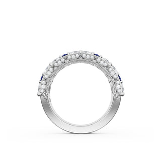 East West Marquise and Pear Blue Sapphire Mosaic Band