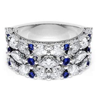East West Marquise and Pear Blue Sapphire Mosaic Band
