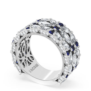 East West Marquise and Pear Blue Sapphire Mosaic Band