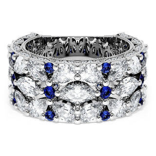 East West Marquise and Pear Blue Sapphire Mosaic Band