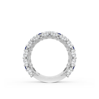 East West Marquise and Pear Blue Sapphire Mosaic Band