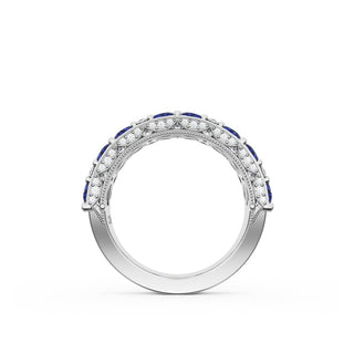 East West Marquise and Pear Blue Sapphire Mosaic Band