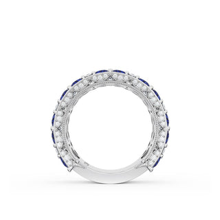 East West Marquise and Pear Blue Sapphire Mosaic Band