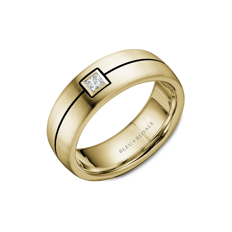 Bleu Royale Men's Wedding Band RYL-027YDBLK75