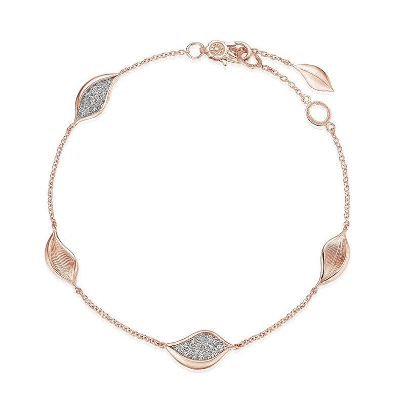 Petal Diamond Pavé Station Bracelet in 18kt Rose Gold