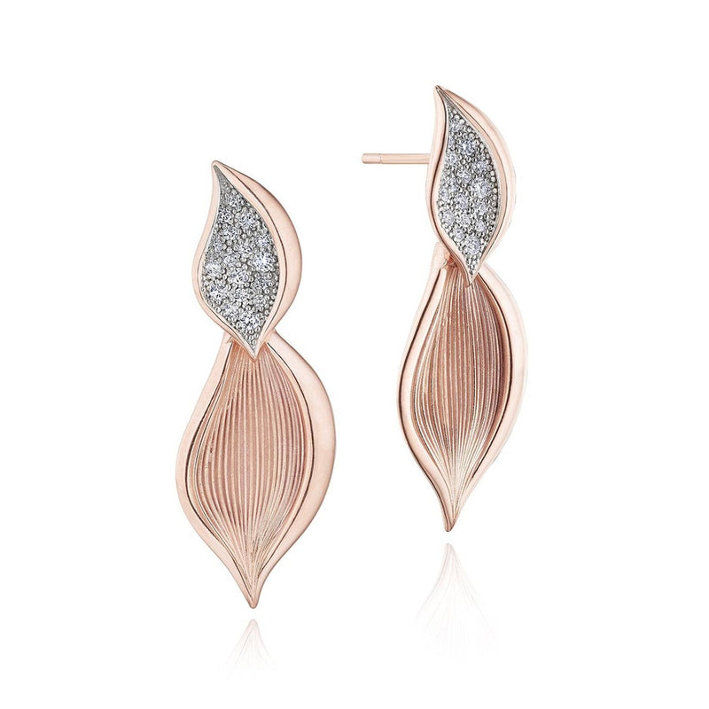 Petal Diamond Pavé Drop Earring in 18kt Rose Gold