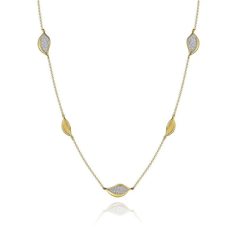 Petal Diamond Pavé Station 18" Necklace in 18kt Yellow Gold