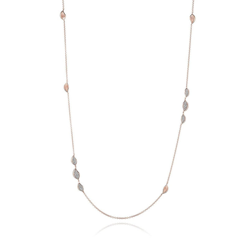 Petal Diamond Pavé Station 32" Necklace in 18kt Rose Gold