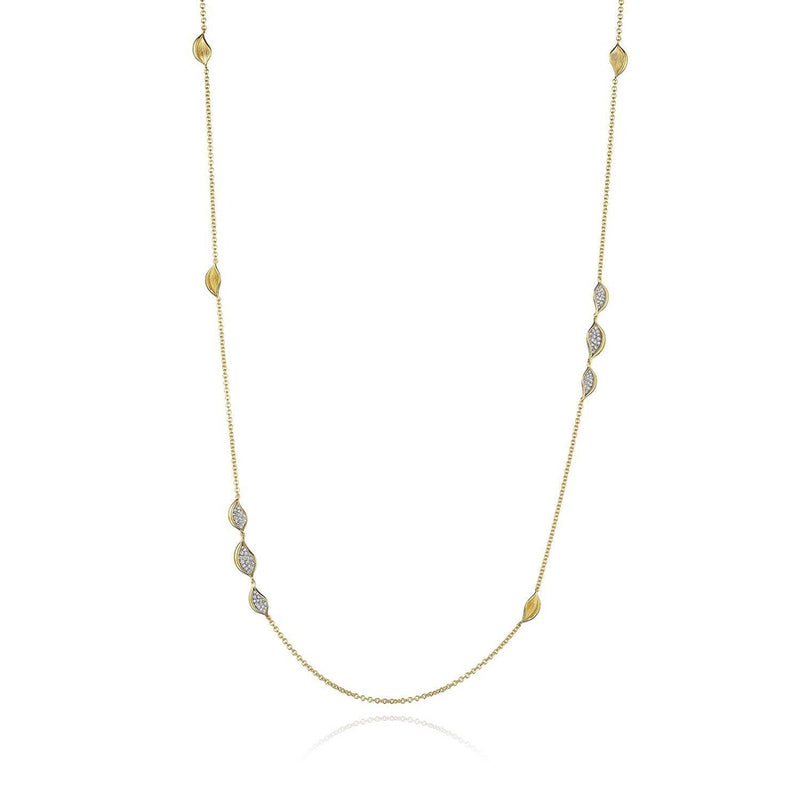 Petal Diamond Pavé Station 32" Necklace in 18kt Yellow Gold