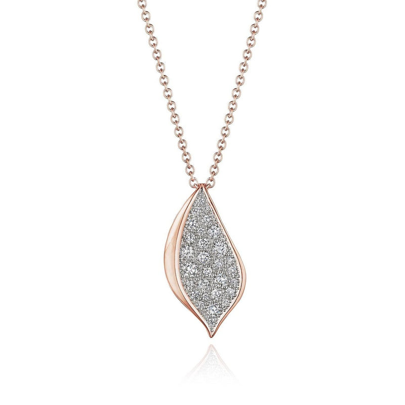 Petal Diamond Pavé Lariat Pendant in 18kt Rose Gold