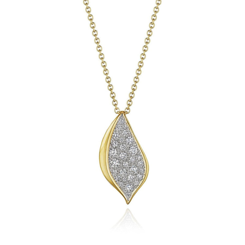 Petal Diamond Pavé Lariat Pendant in 18kt Yellow Gold