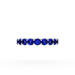Round Cut Blue Sapphire Eternity Band in 18kt White Gold