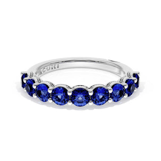 Round Cut Blue Sapphire Eternity Band in 18kt White Gold