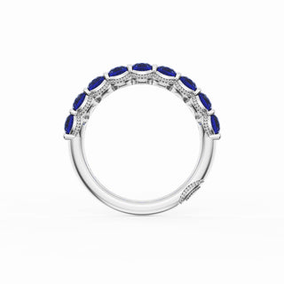 Round Cut Blue Sapphire Eternity Band in 18kt White Gold