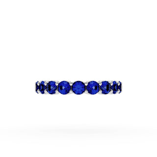 Round Cut Blue Sapphire Eternity Band in 18kt White Gold