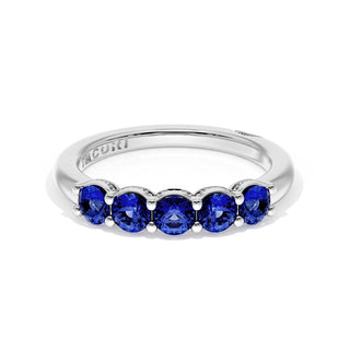 Round Cut Blue Sapphire Eternity Band in 18kt White Gold