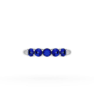 Round Cut Blue Sapphire Eternity Band in 18kt White Gold