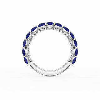 Round Cut Blue Sapphire Eternity Band in 18kt White Gold
