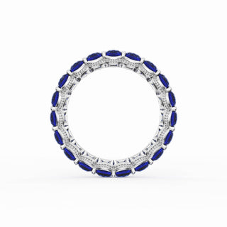Round Cut Blue Sapphire Eternity Band in Platinum