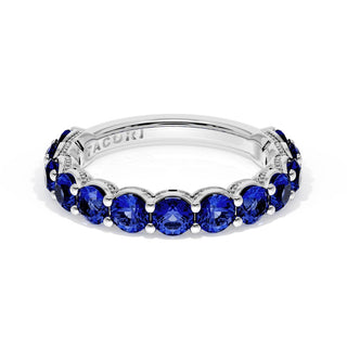 Round Cut Blue Sapphire Eternity Band in Platinum