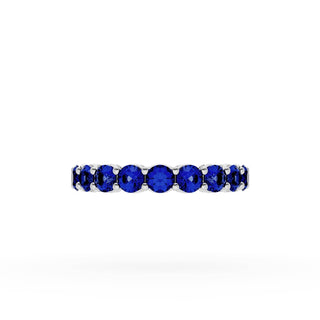 Round Cut Blue Sapphire Eternity Band in Platinum