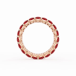 Round Cut Ruby Eternity Band in 18kt Rose Gold