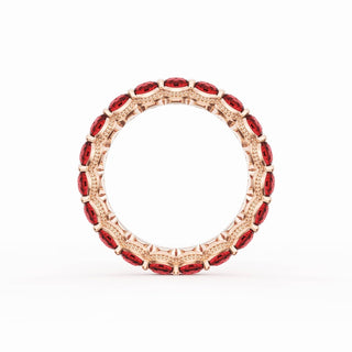 Round Cut Ruby Eternity Band in 14kt Rose Gold