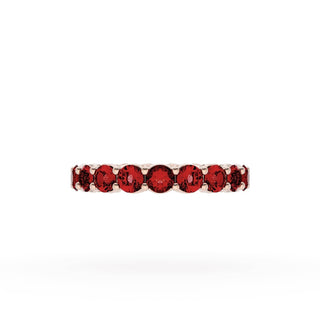Round Cut Ruby Eternity Band in 18kt Rose Gold