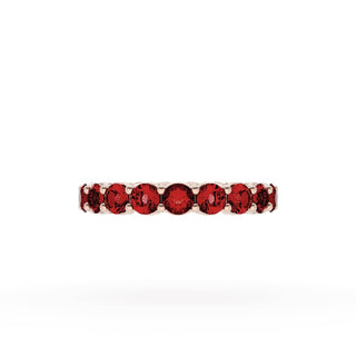 Round Cut Ruby Eternity Band in 14kt Rose Gold