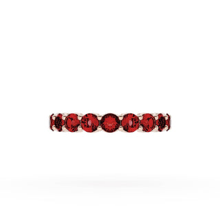 Round Cut Ruby Eternity Band in 18kt Rose Gold