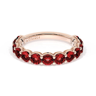 Round Cut Ruby Eternity Band in 18kt Rose Gold